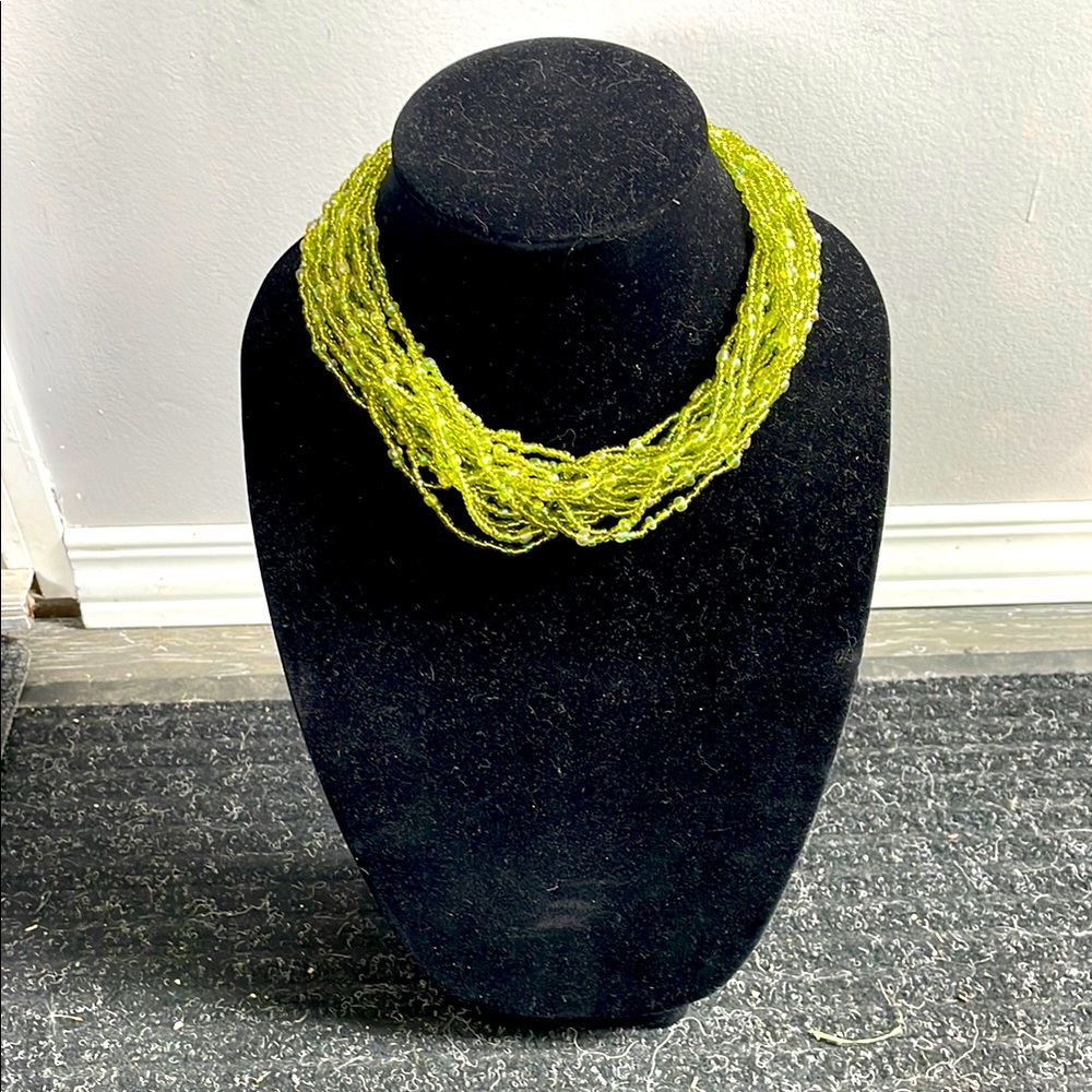 Vintage Green Multi-Strand Beaded Necklace